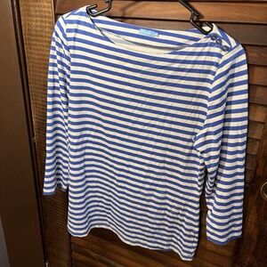 J.McLaughlin Striped Boat Neck 3/4 Sleeve Tunic Shirt Top Women's M